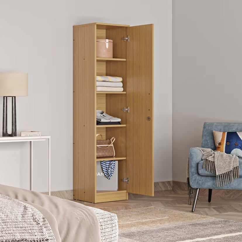 Stylish Organizer Cabinet – Laminated Wood Finish with Display Shelves & Hidden Storage.