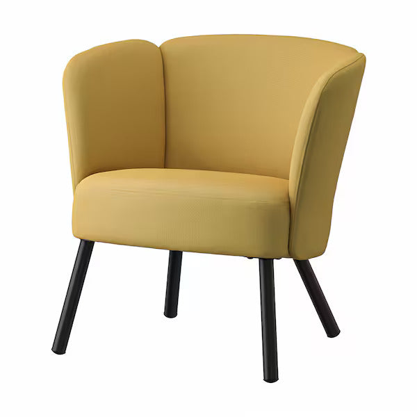 Lounge Chair For Living Room ,Comfortable Seating Luxury Chair, Upholstery Polyester and Teak Wood Legs With wooden Polish -Yellow