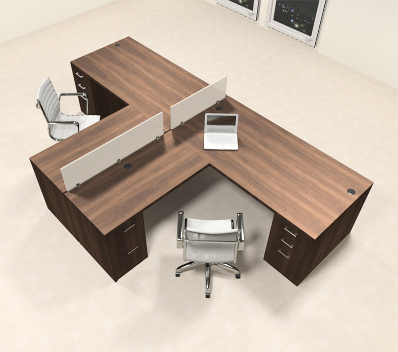 Partner Director Desk with Executive Design, Twin Seating, Sleek Finish & Side Units for Storage