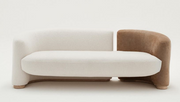 3 Seater Sofa For Home Furniture Upholstery Velvet Luxury Comfort Sofa & Durable Design For Living Room -White & Brown
