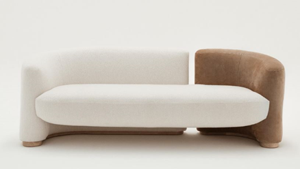 3 Seater Sofa For Home Furniture Upholstery Velvet Luxury Comfort Sofa & Durable Design For Living Room -White & Brown