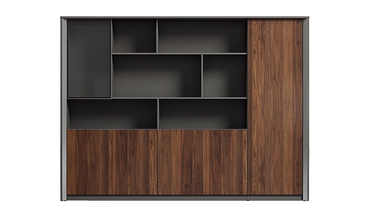 Wooden Office Storage Cabinet with Modern Wooden Design & Security Lock for Corporate Interiors