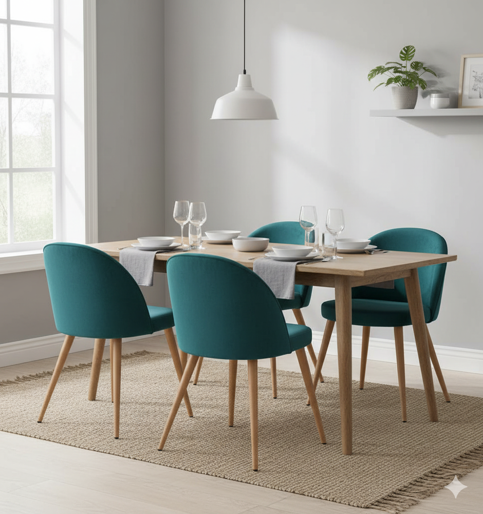 কাঠের পা বেস ফ্যাব্রিক আর্মলেস ডাইনিং চেয়ার