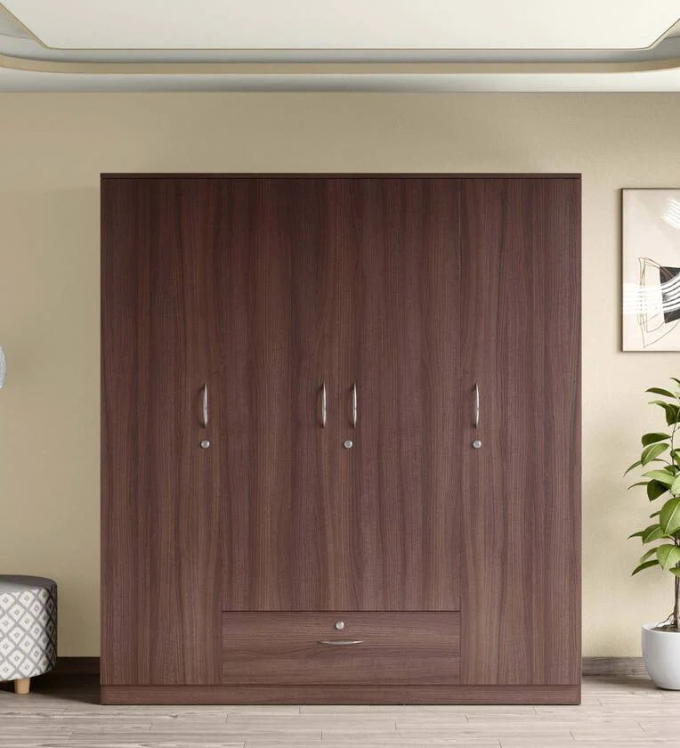 Wardrobe for Bedroom – 4 Door Almirah with Drawer and Space-Saving Design Ideal for Apartments and Compact Rooms