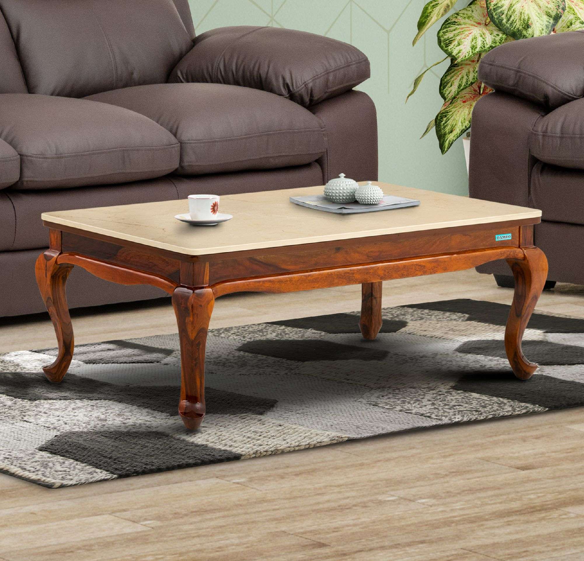 Home and Living Room for Center Coffee Table Made in Teak wood  with Marble Top Perfect Home Furniture Accent