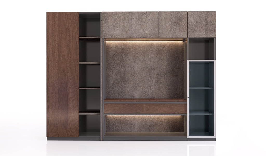 Wooden Office Storage Cabinet with Locking System, Shelves & Premium Wooden Finish for Offices
