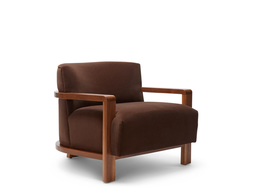 Lounge Chair Wooden Sofa For Home Furniture upholstered in Fabric Arm Chair Modern and durable For Living Room or Bedroom - Brown