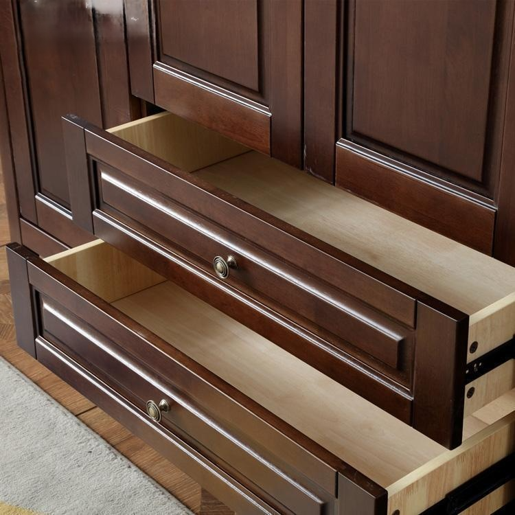 Wardrobe for Bedroom and 4 Door Space-Saving Wooden Wardrobe with Storage Drawers Fit for Bedrooms