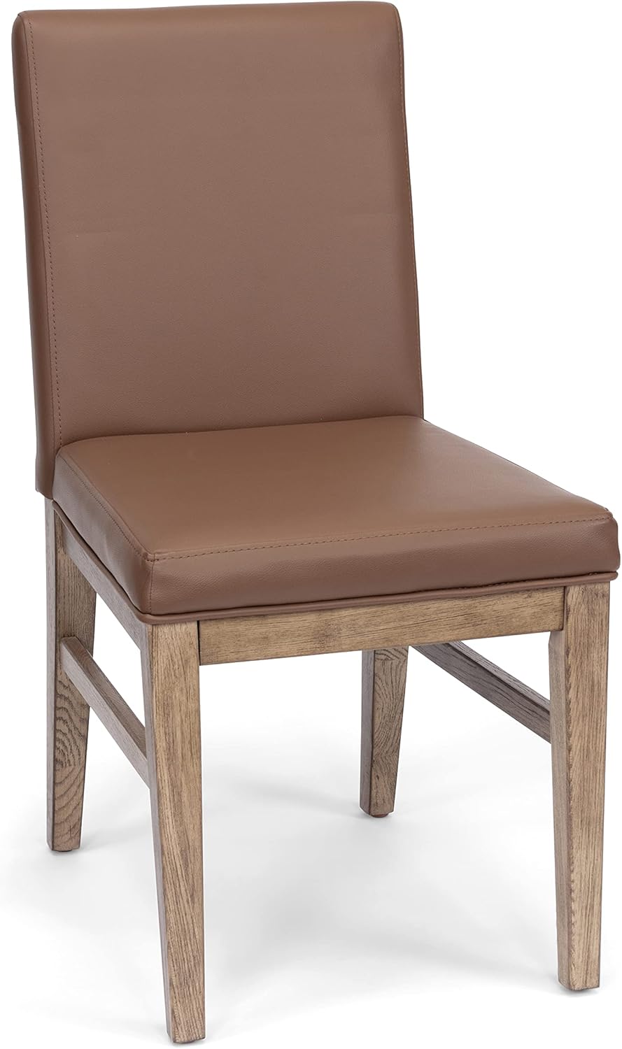 Modern Brown Faux Leather Upholstered Dining Chair with Solid Wood Frame - Comfortable & Stylish Home Seating