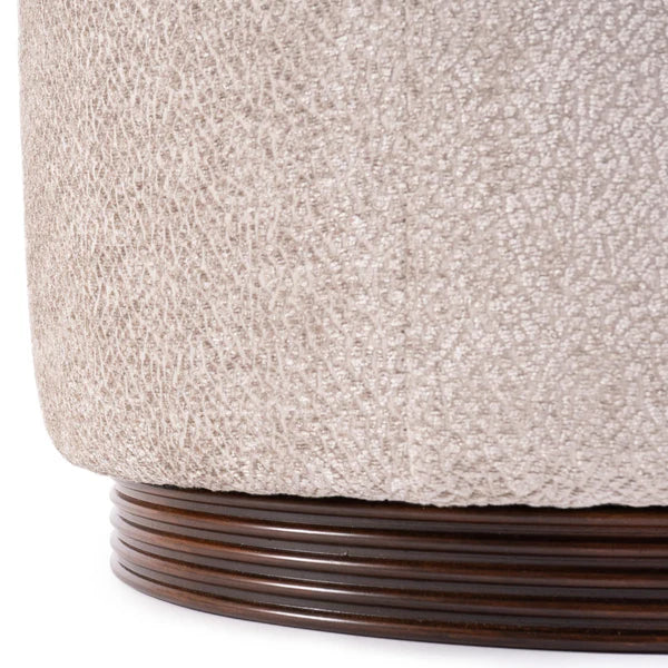 Ottoman for Home Furniture with Round Shape Upholstered Fabric, wood base Perfect for your Living Room