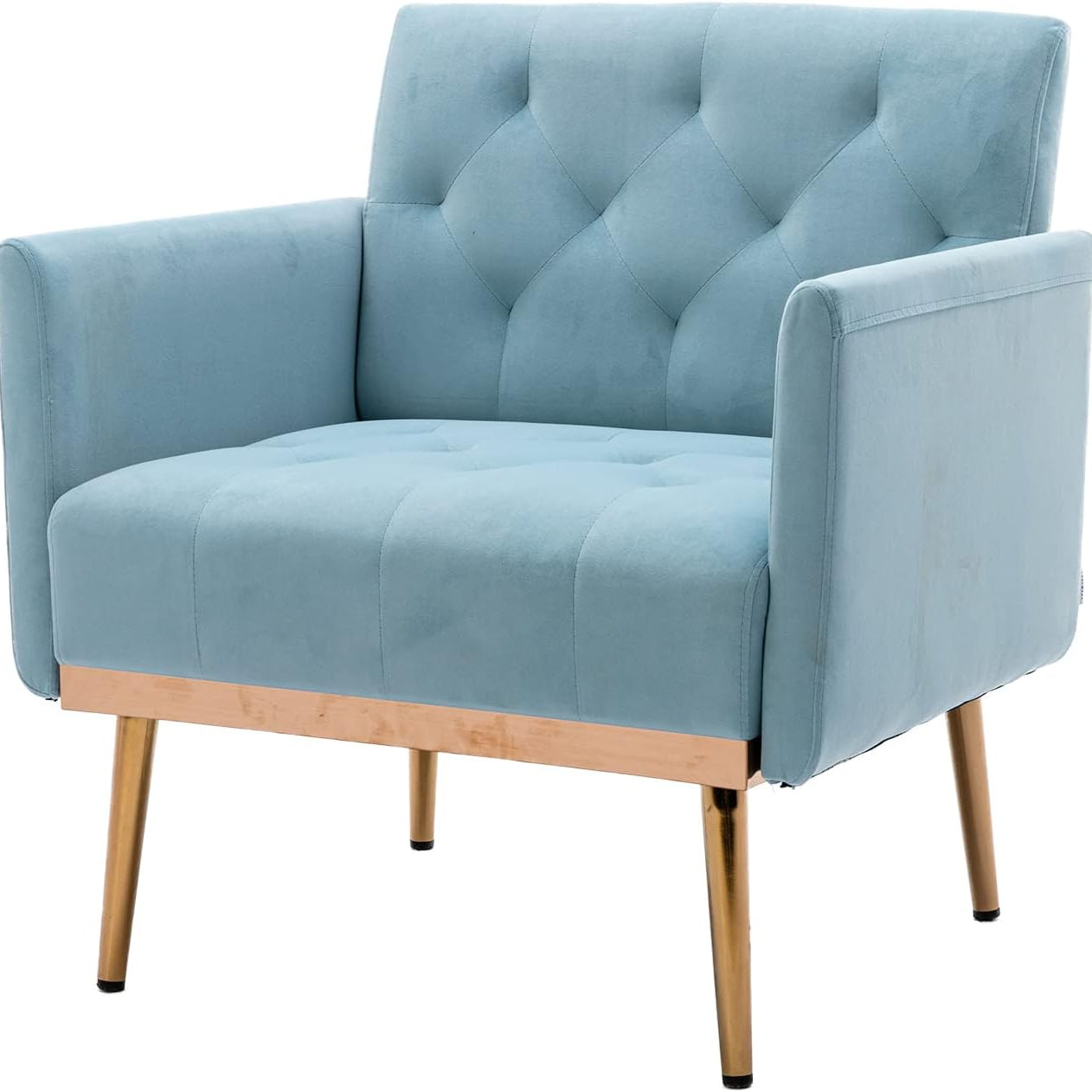বাড়ির আসবাবপত্রের জন্য আর্ম সহ লাউঞ্জ চেয়ার আধুনিক ও টেকসই ডিজাইনের আপহোলস্ট্রি ভেলভেট আরামদায়ক বসার ঘর এবং অফিসের জন্য আসন - স্কাই ব্লু