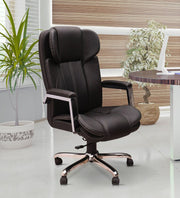 High Back Leatherette Director Chair with Powder-Coated Metal Chrome Frame for Extra Stability