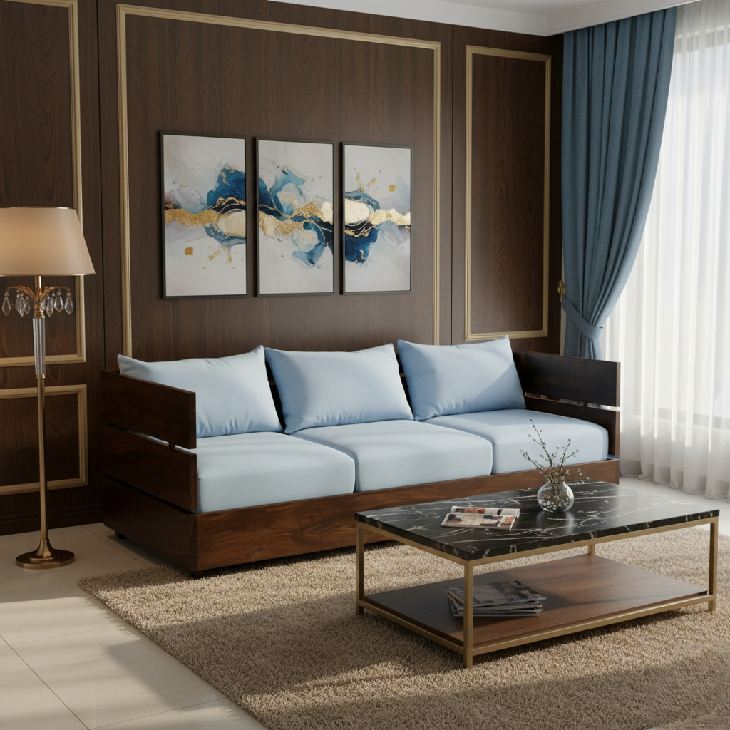 3 Seater Sofa For Home Furniture Upholstery Suede Modern Look and Comfortable for Living Space.