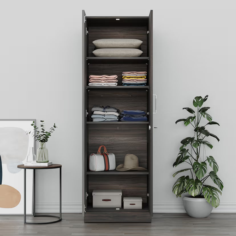 2 Door Wooden Wardrobe with One Sliding Shelf & Modern Design with Durable and Shelf Units