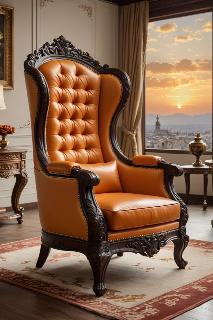 Royal Maharaja High Back Chair, upholstered in luxurious Leatherette, featuring wide armrests and design and Hand Crafting Chair Durable & High Comfort Chair