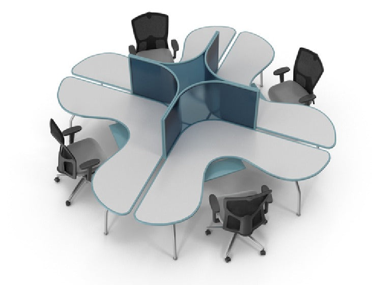 Modern 4-Person Collaborative Workstation with Ergonomic Design