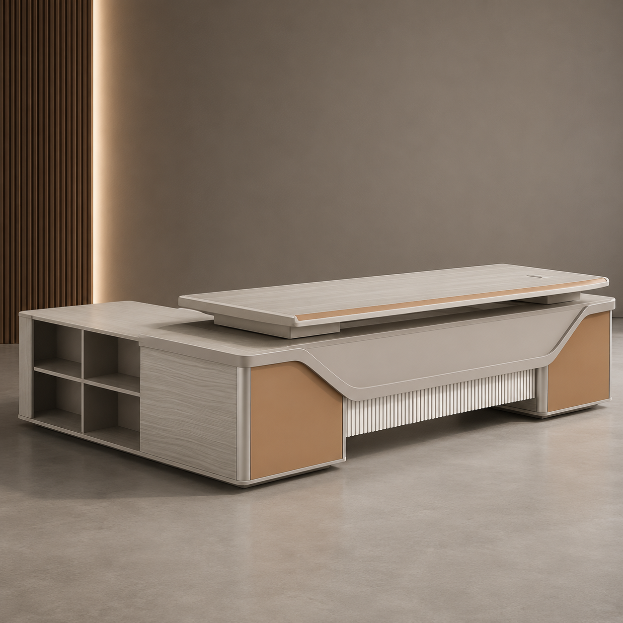 Director Office Table with Side Organizer , Modern Executive Desk for CEO, Directors and Corporate Workspaces