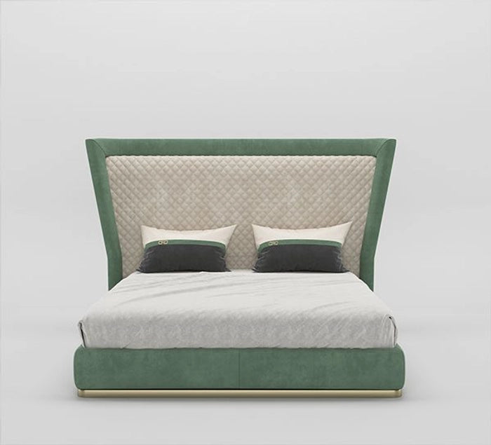 Luxury Velvet King Size Upholstered Bed – Solid Teakwood & Plywood Frame, without Storage