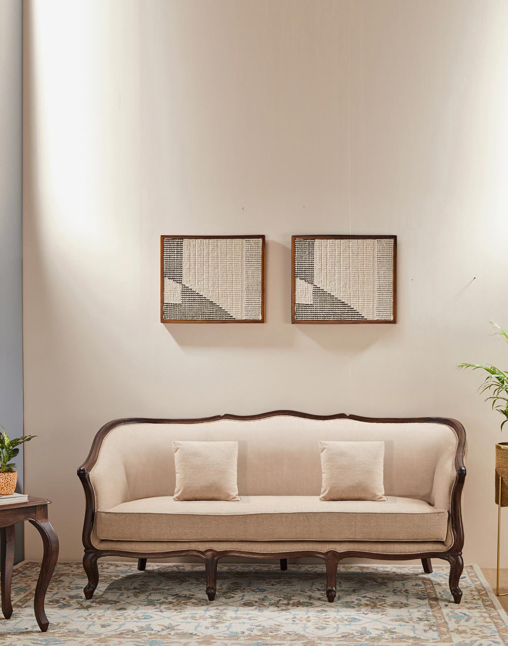 3 Seater Sofa For Home Furniture Upholstery Suede Elegant Fabric and Best Quality Wood and Modern Comfortable for Living Hall Room