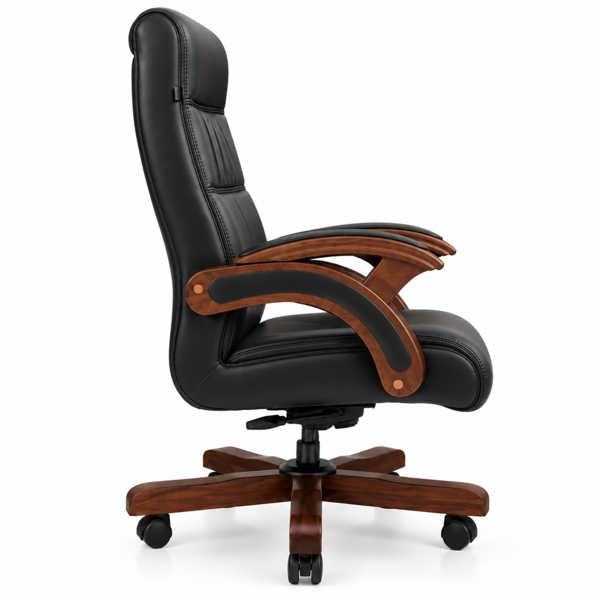 Director Chair for office Made in Plyboard with Leatherette Upholstery & Armrest with Height Adjustable & Revolving Chair -black