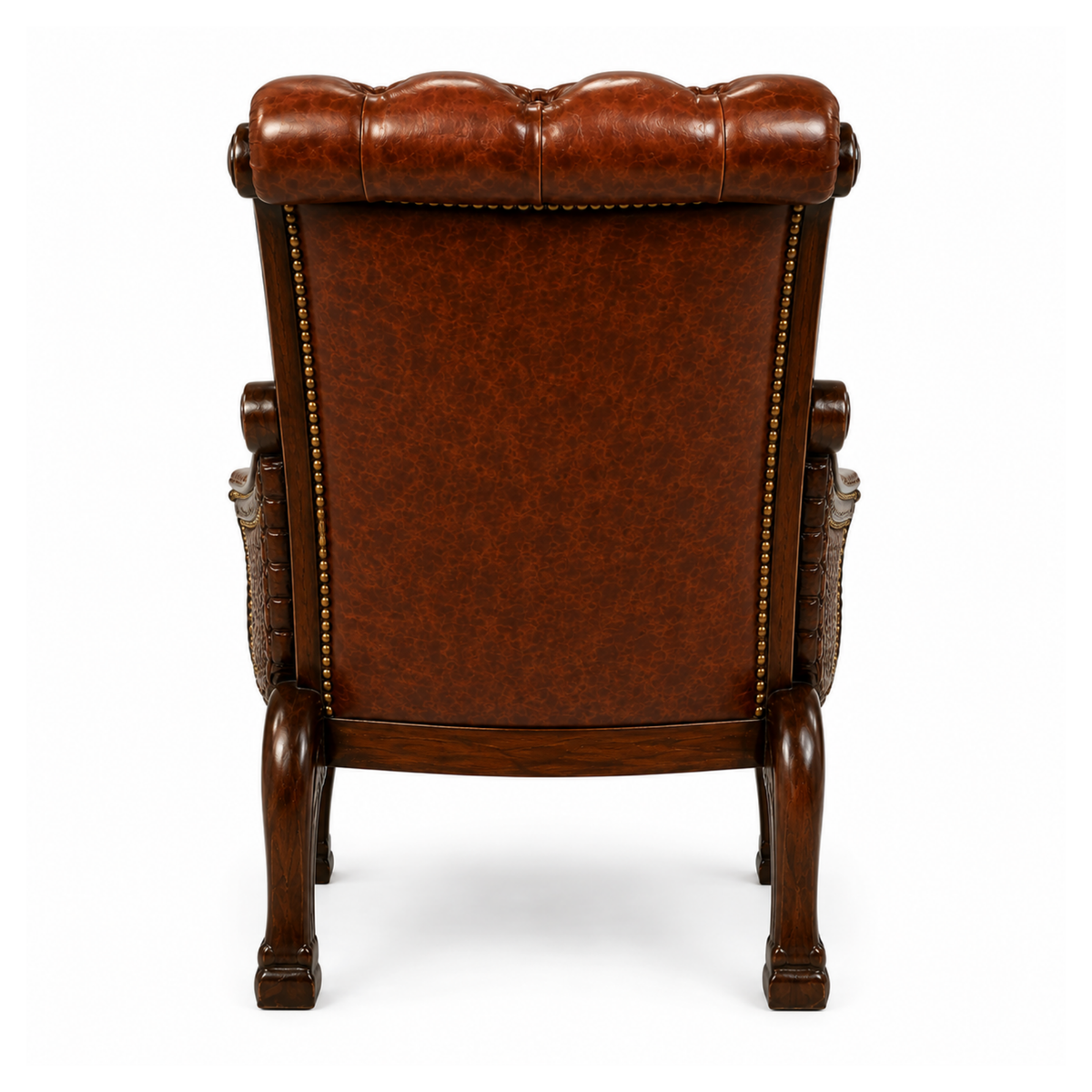 Royal Handcrafted Director's Chair – Solid Teak Wood with Leatherette Upholstery & Brown Carved Armrests