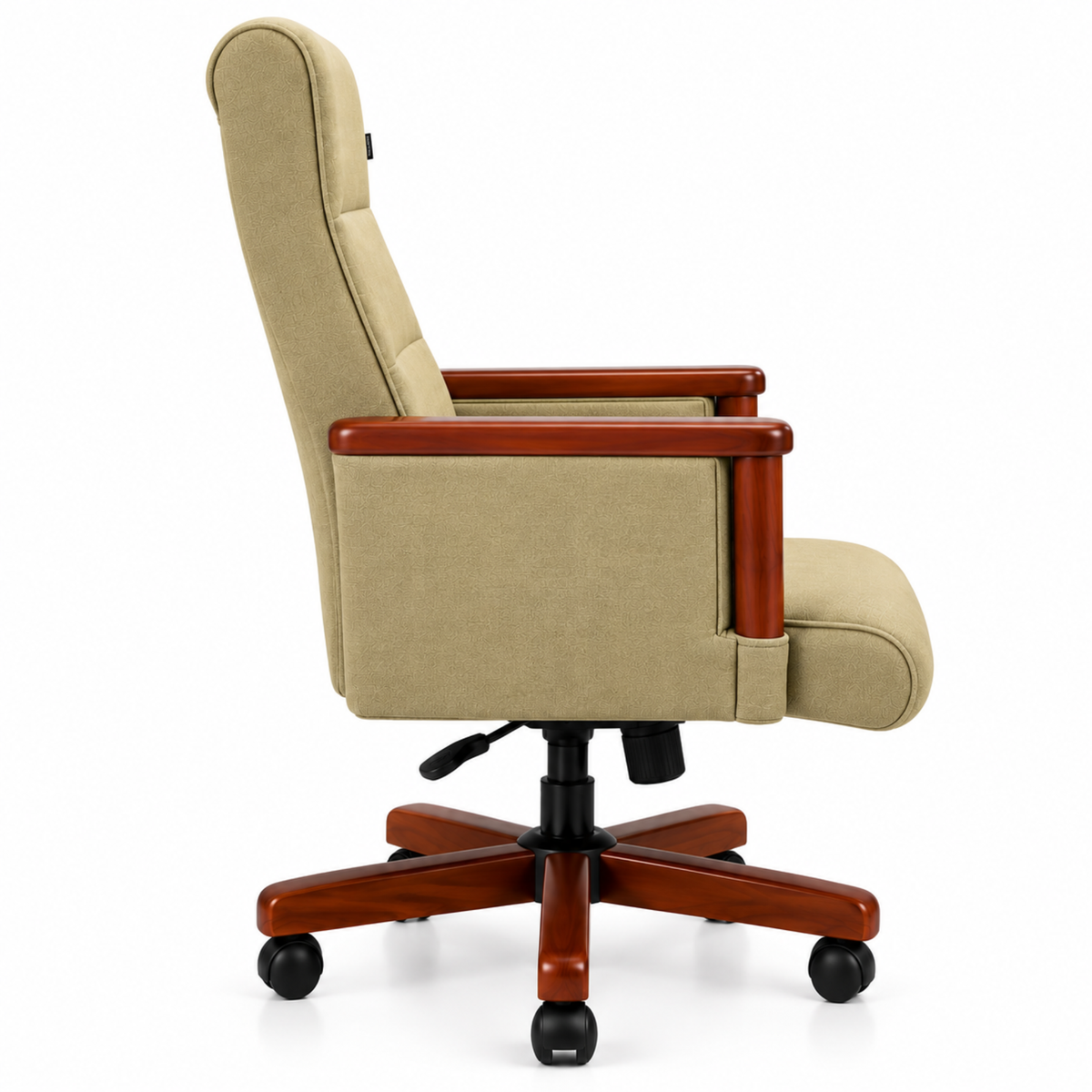 High Back Wooden with Fabric Revolving & Recliner Chair | Director Chair | Office - Cream Color
