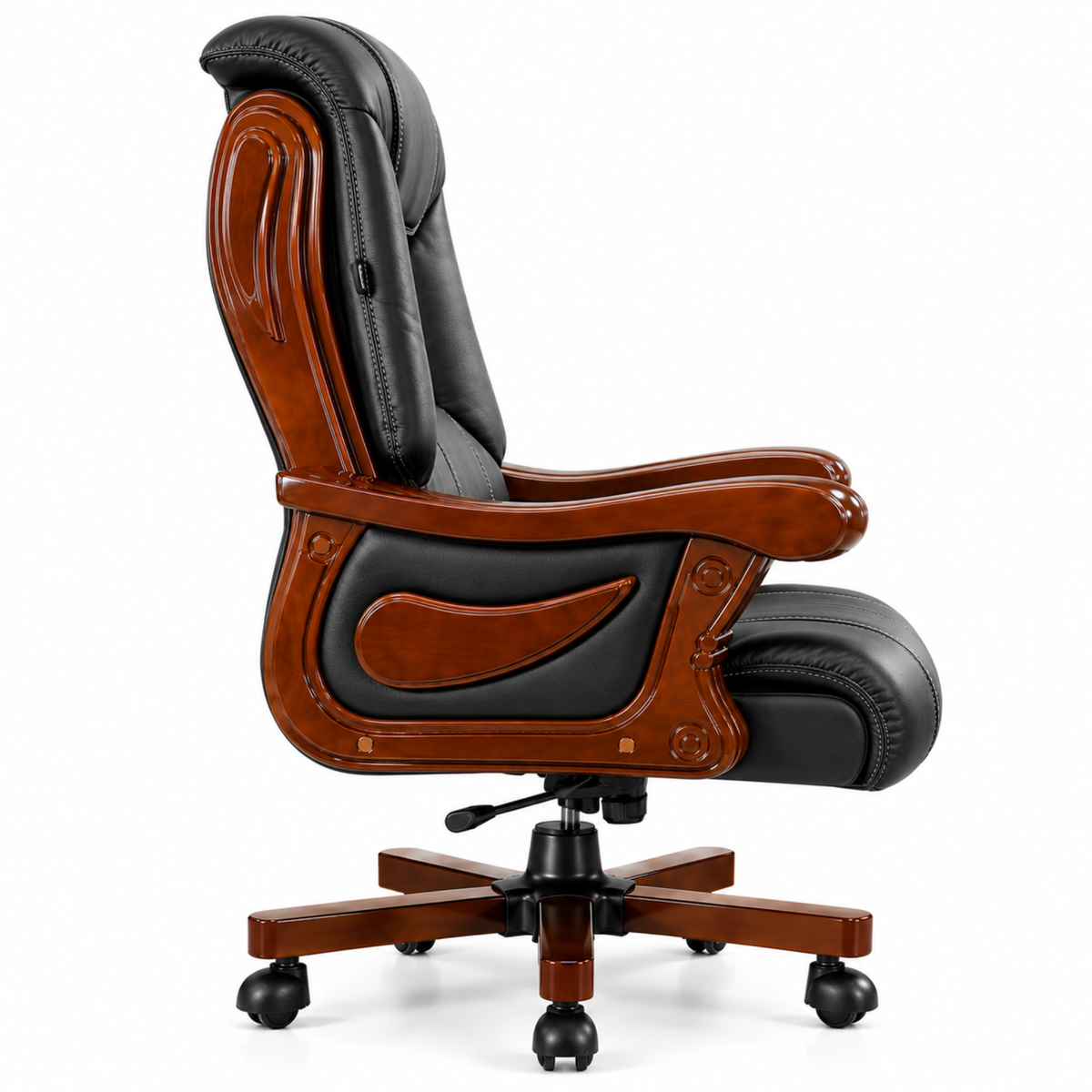 High Back Director Chair for office Luxury Design Made in Plyboard with Leatherette Upholstery & Armrests & Height Adjustable