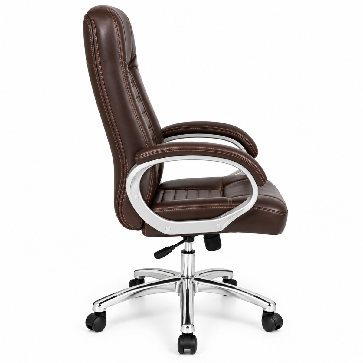 Premium Director Chair, Leatherette Upholstery, Powder-Coated Chrome Base