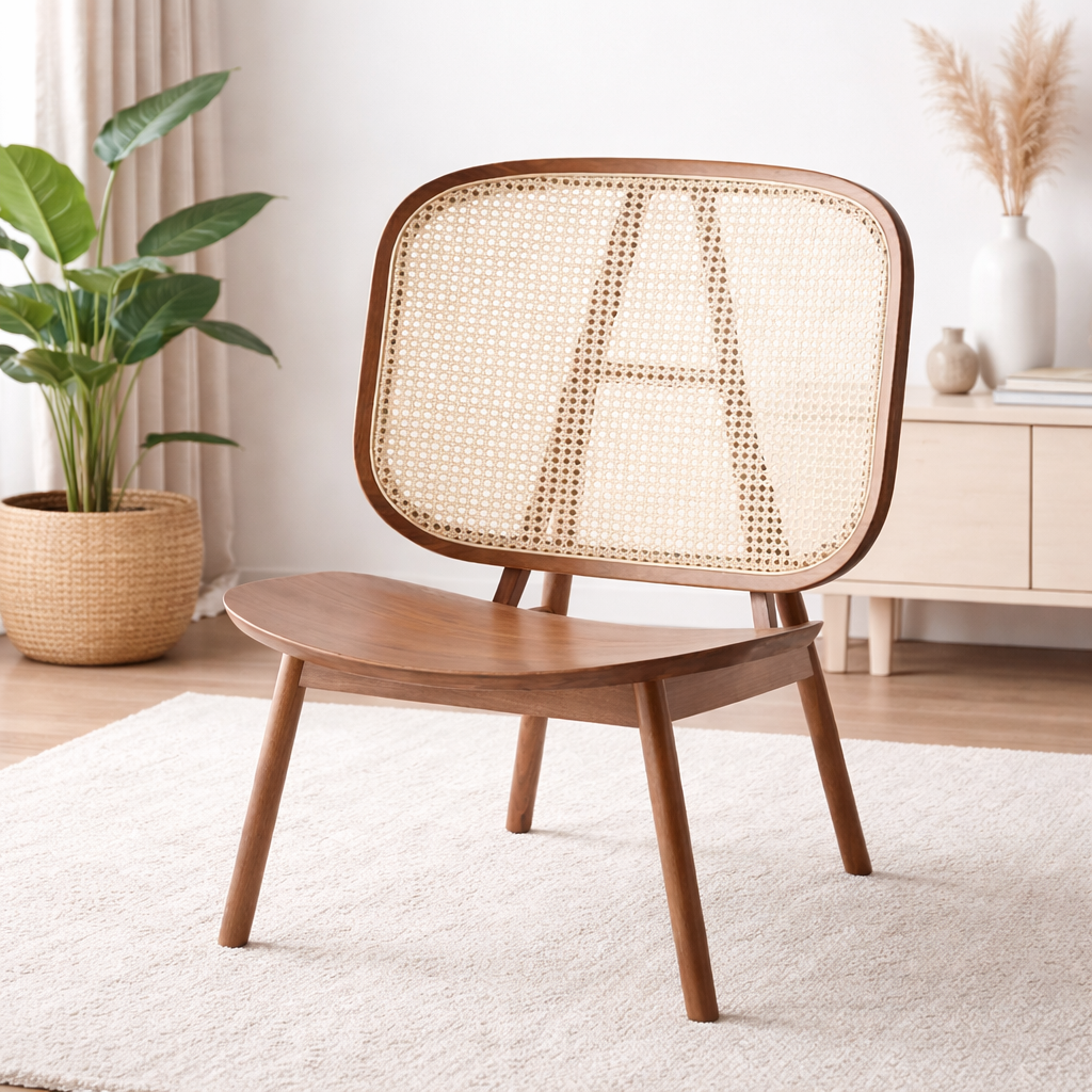 Cane & Wicker Single Seat Wooden Outdoor Chair for Home and Garden - Brown