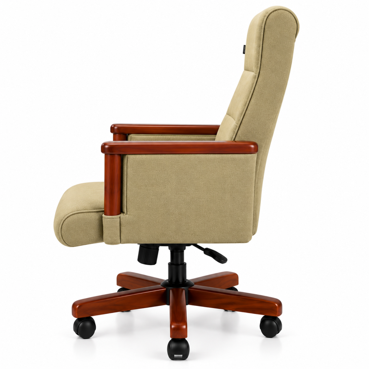 High Back Wooden with Fabric Revolving & Recliner Chair | Director Chair | Office - Cream Color