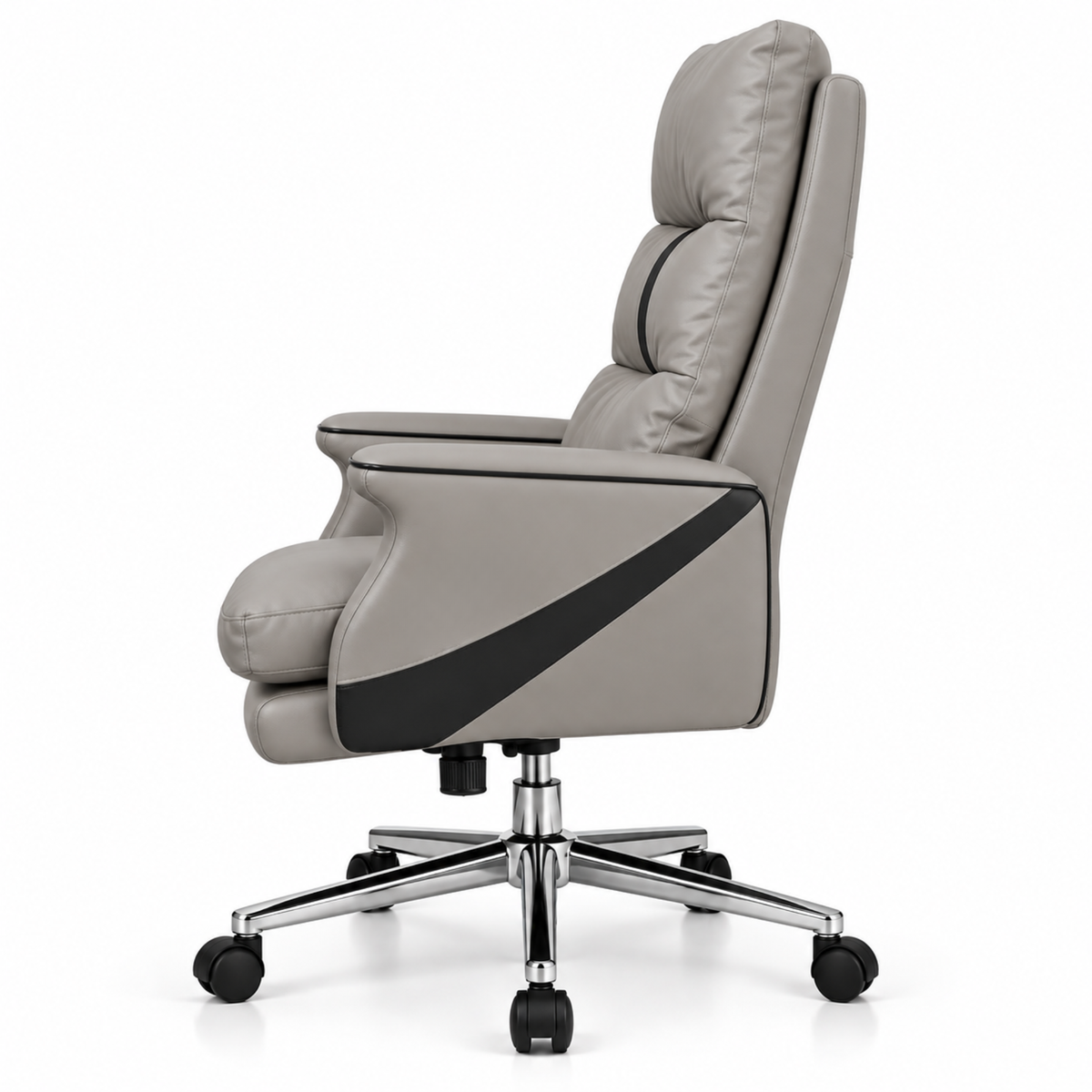 Luxury Leatherette Director High Back Office Chair with Recliner, Ergonomic Design, Chrome Base and Smooth Castors – Premium Brown Executive Chair
