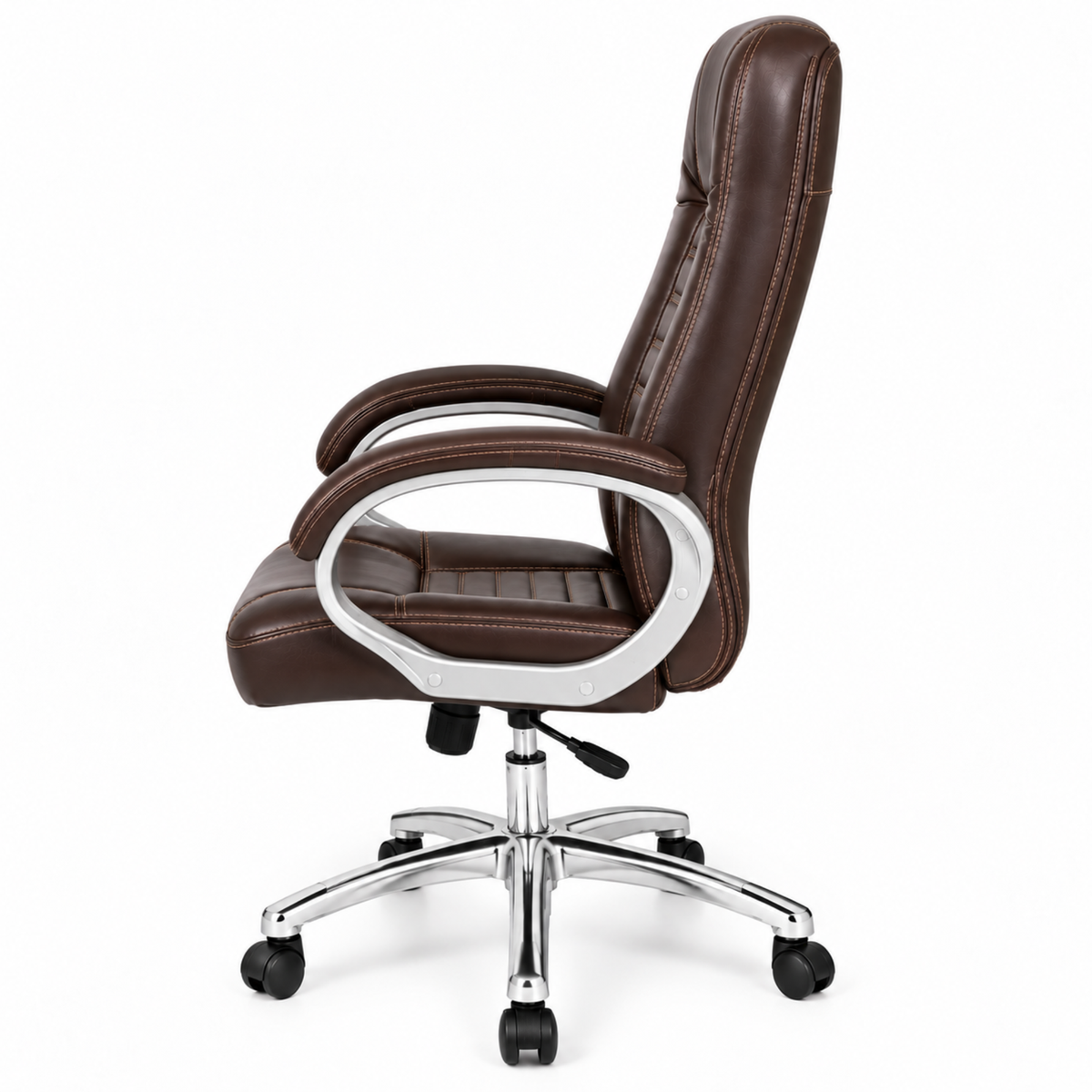 Premium Director Chair, Leatherette Upholstery, Powder-Coated Chrome Base