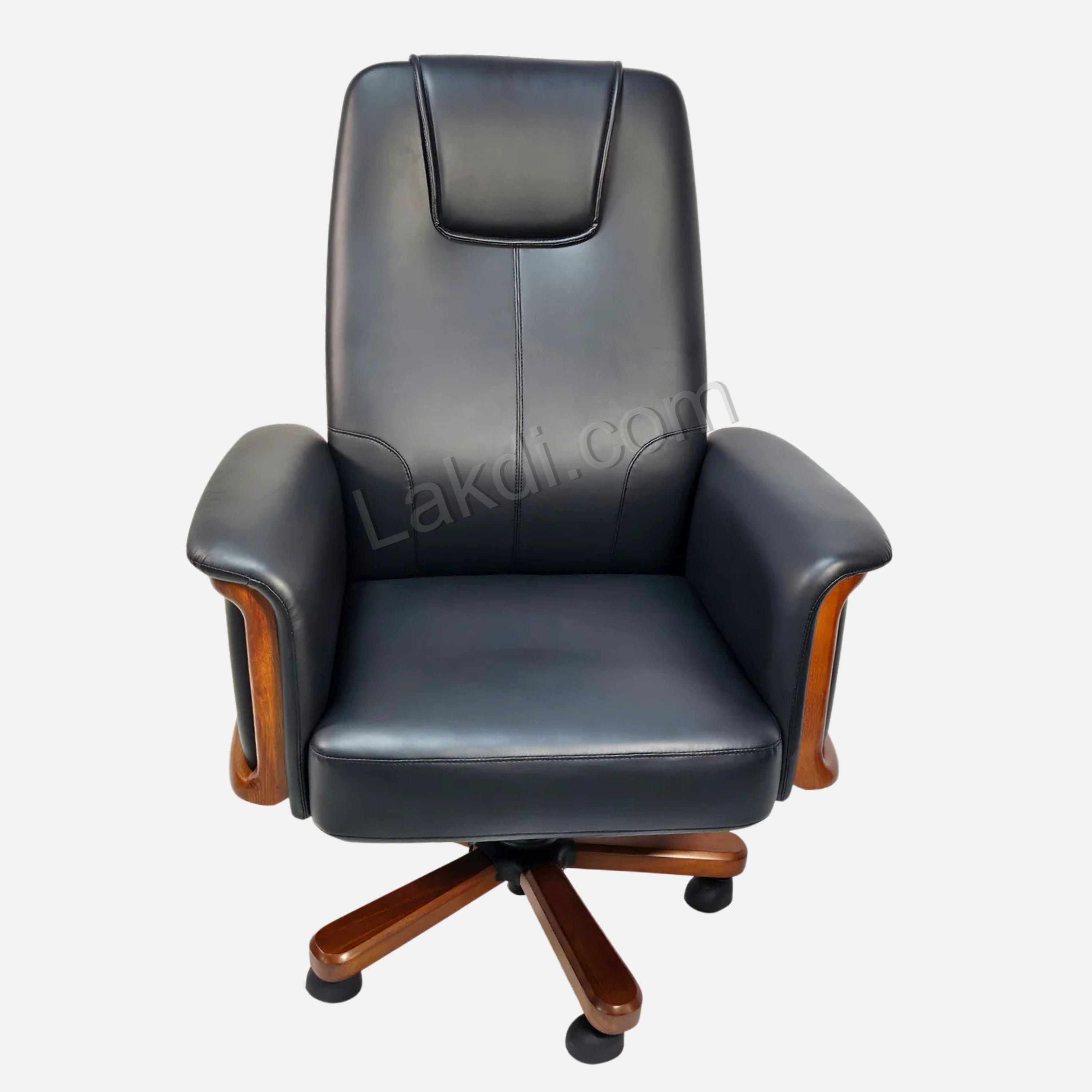 Director Chair for office Traditional High-Back Premium Leatherette with Adjustable Height and Wooden Base and Wooden Polish