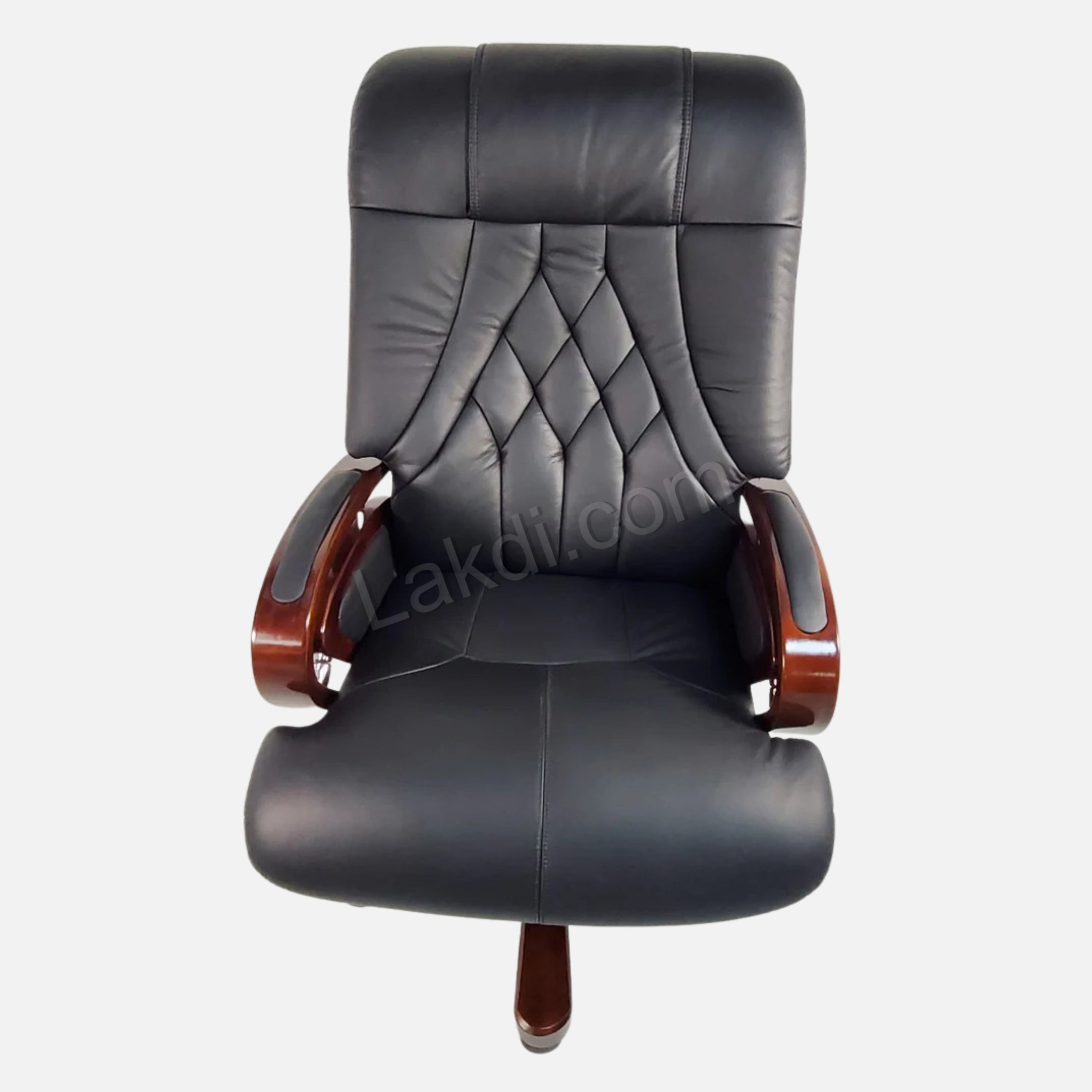 Director Chair for office Premium Leatherette with Wooden and Adjustable Height & Wooden Base and Wooden Polish - Black
