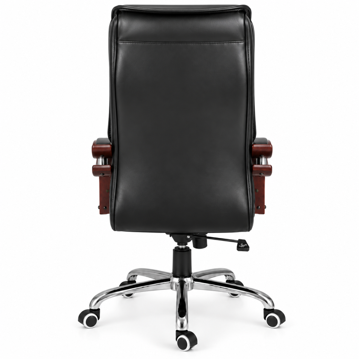 Luxury Boss Chair with High Back Leatherette Design and Stylish Chrome Base and Wooden Handle