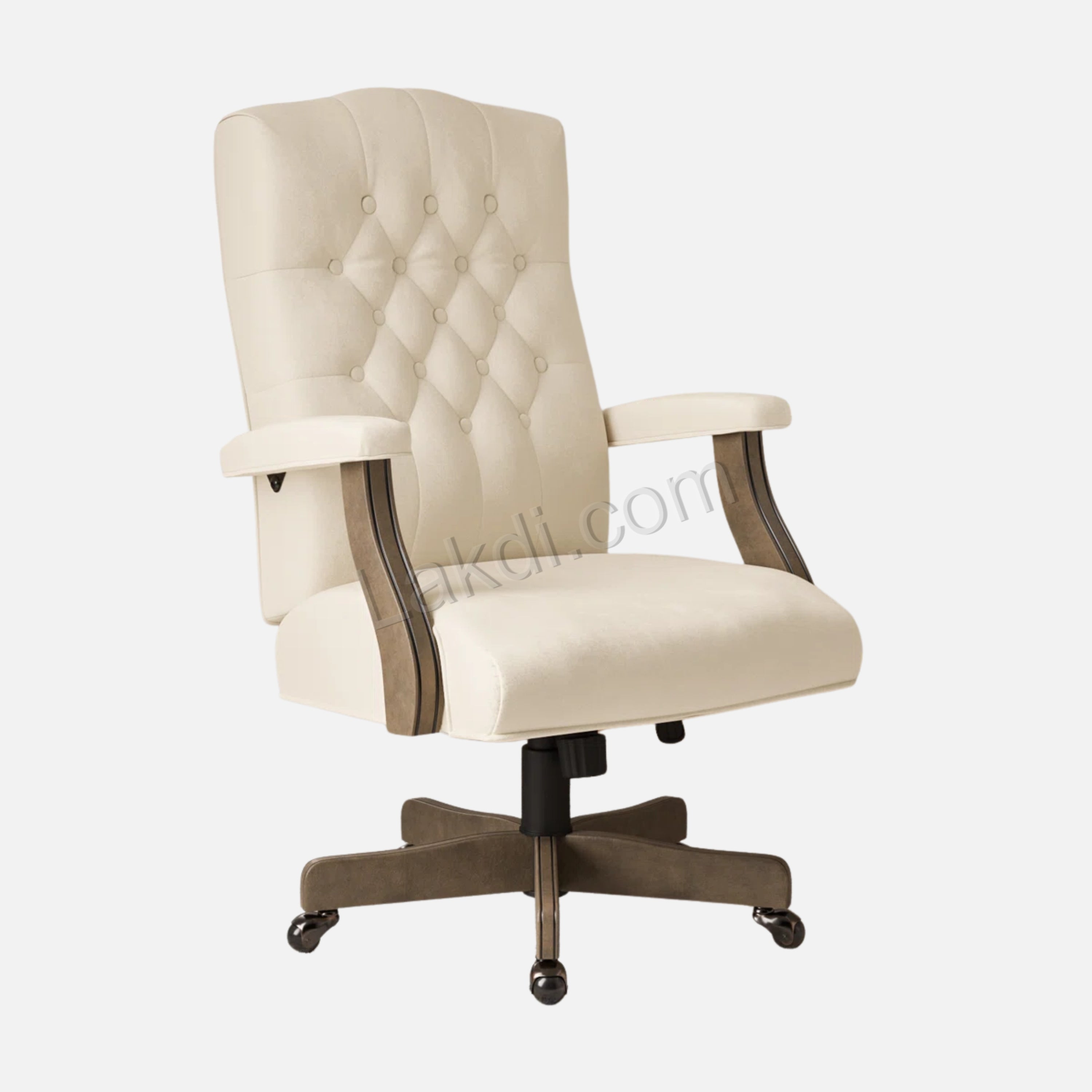 Director office Chair Tufted Design Made in Solid wood with Leatherette Upholstery & Armrest with Height Adjustable Chair