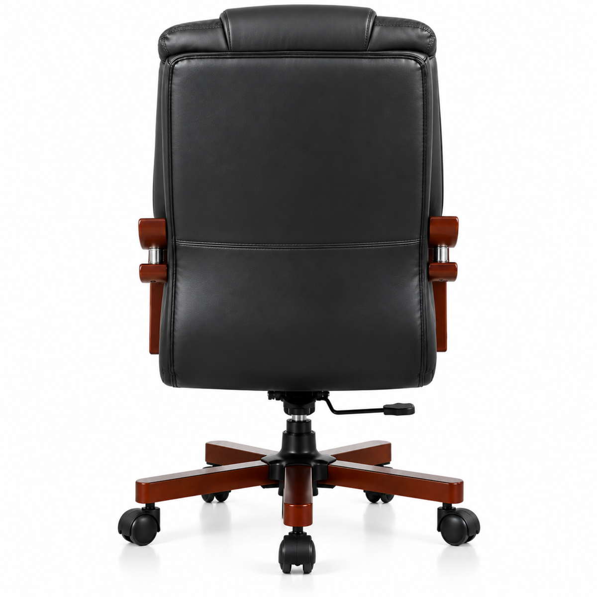 High Back Director Chair for office Made in Plyboard with Leatherette Upholstery & Armrest with wooden WheelBase & Revolving Chair -black