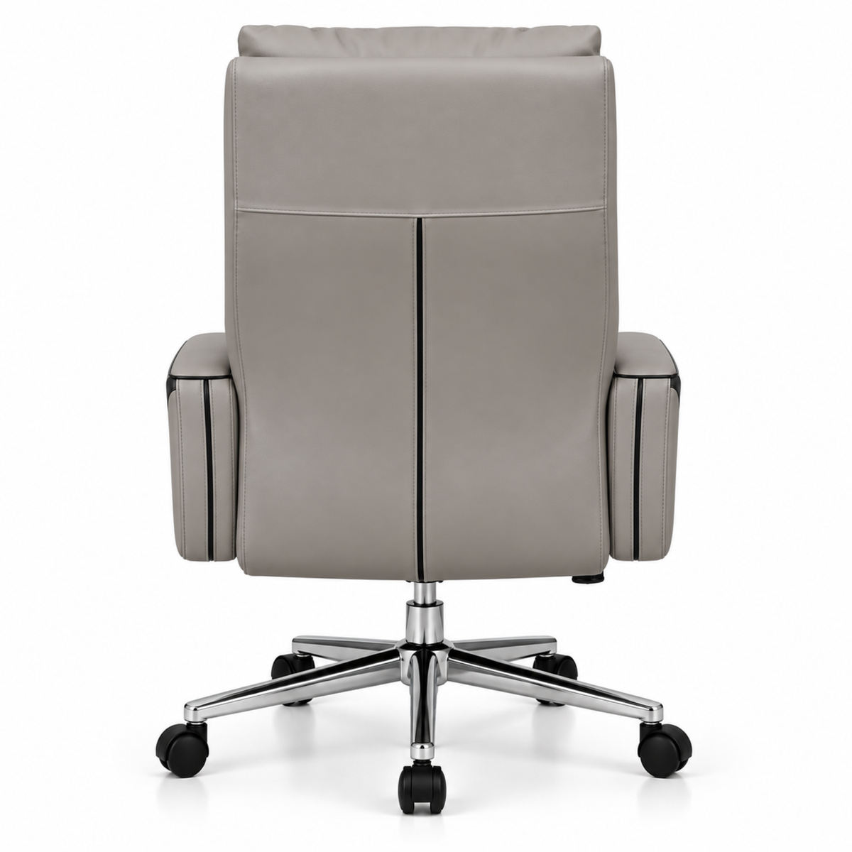 Luxury Leatherette Director High Back Office Chair with Recliner, Ergonomic Design, Chrome Base and Smooth Castors – Premium Brown Executive Chair