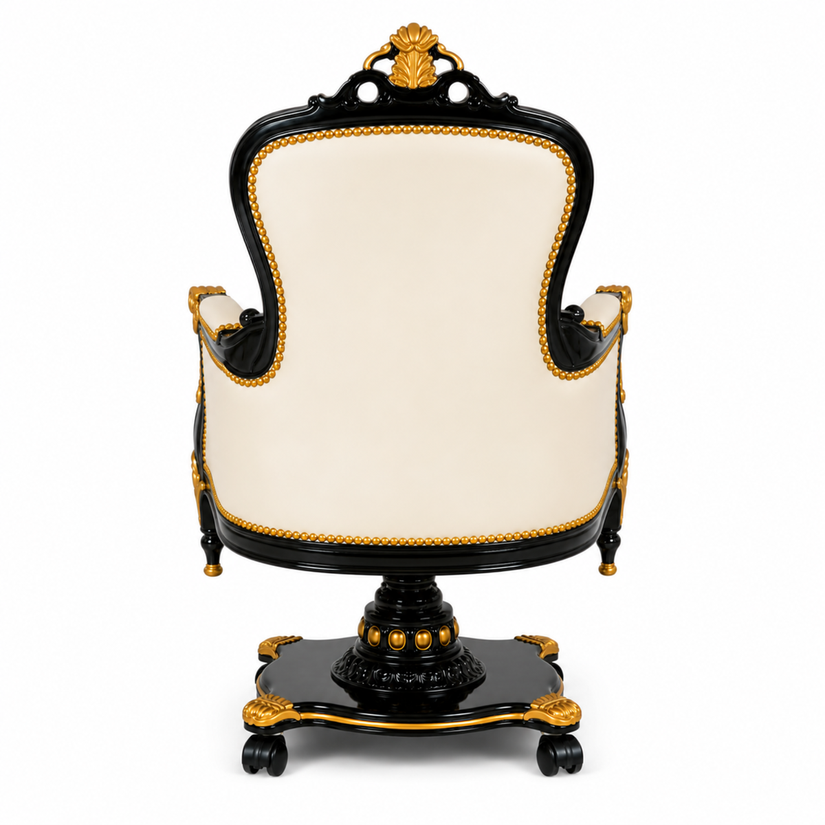 Luxury Royal Executive Office Chair with Tufted Upholstery, Hand-Carved Wooden Frame, High Back Swivel Chair for CEO Cabin & Home Office