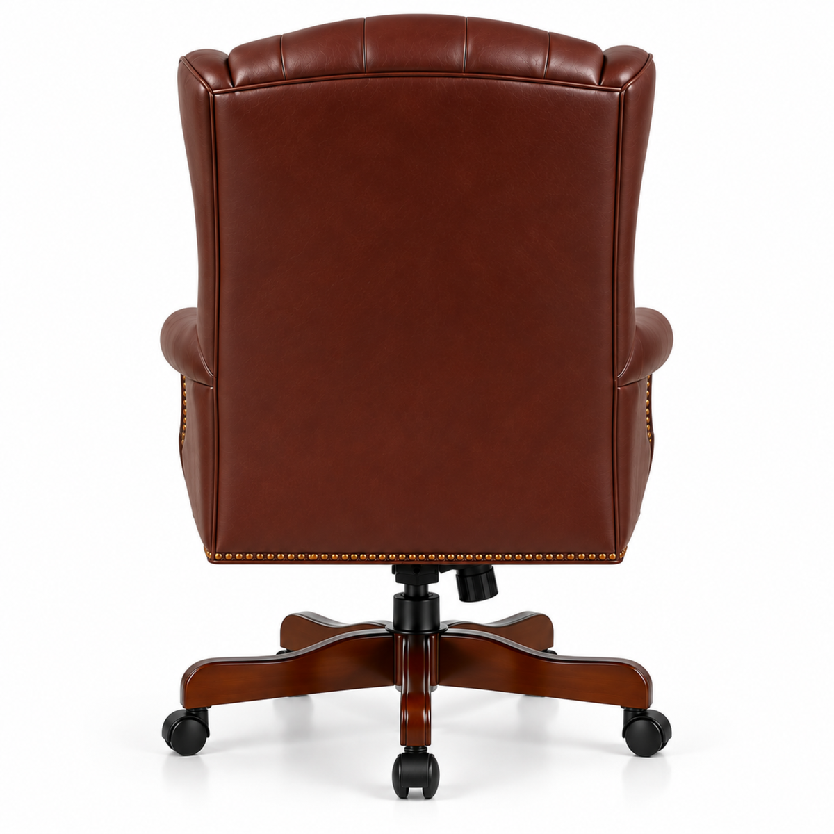 Luxury Wingback Swivel Chair with Wooden Base and Classic Tufted Style Director Desk Chair