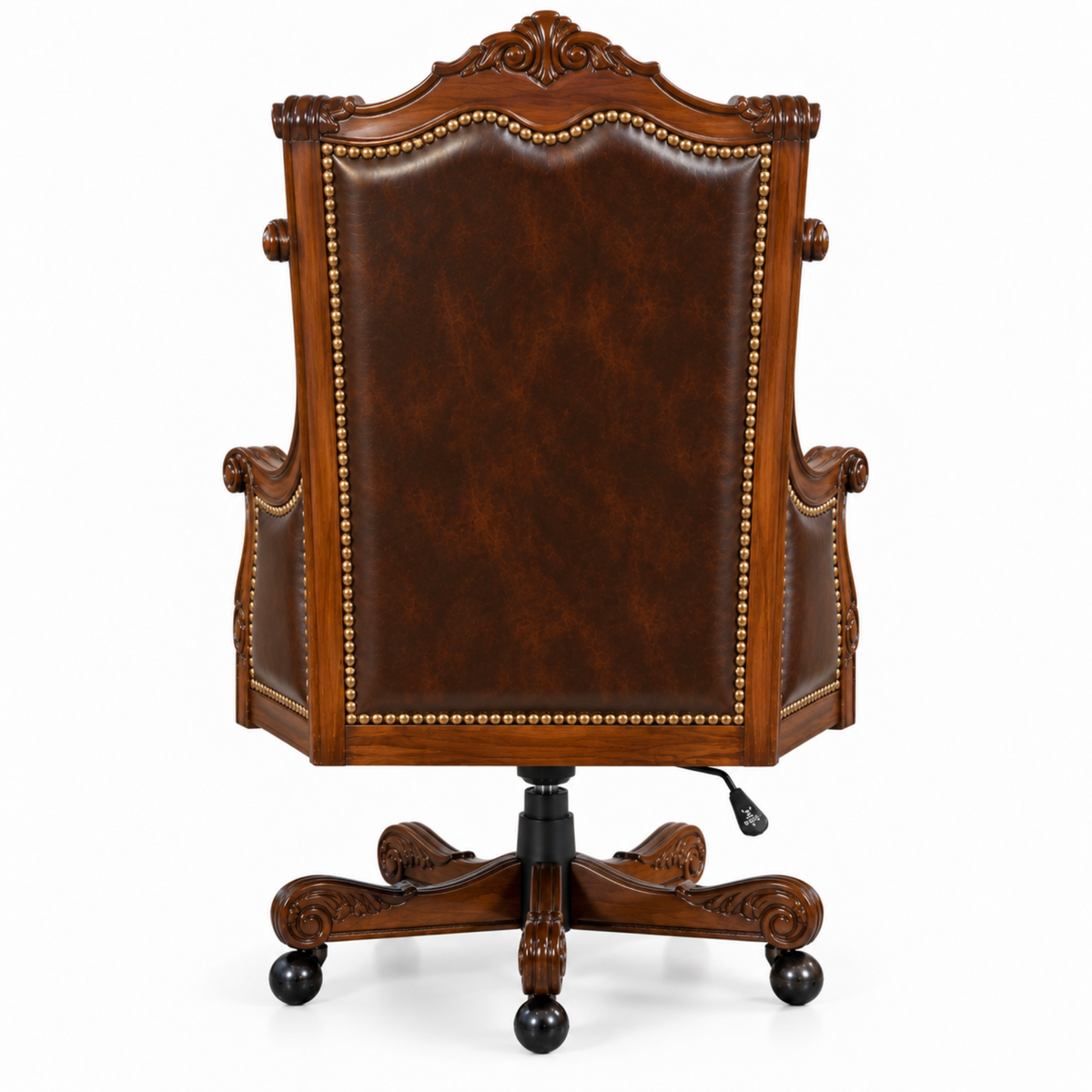Luxury Design Boss and Director High-Back Leatherette Office Chair Swivel, Adjustable Height, Fixed Armrest, and for Wooden Base