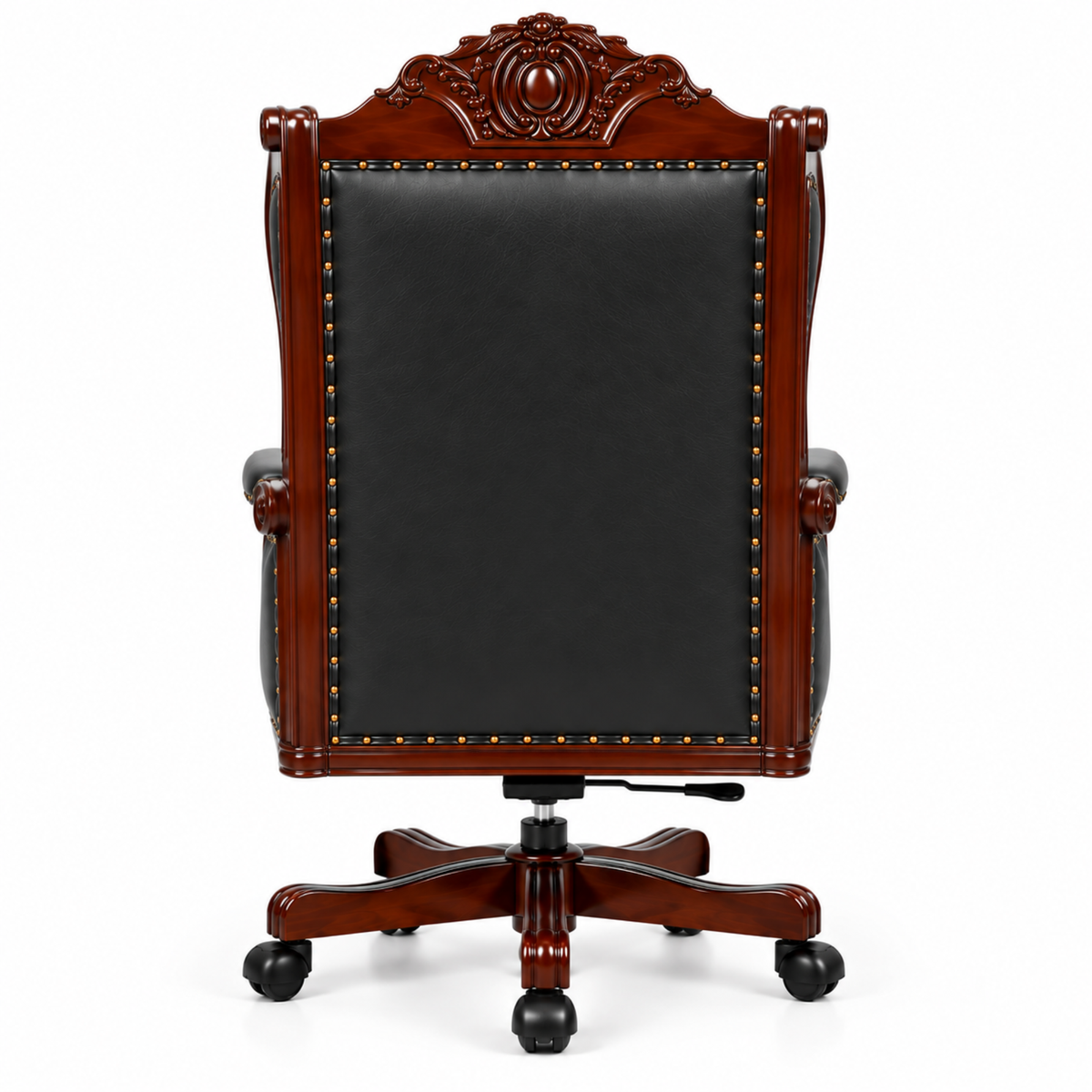 Director Chair Luxury High-Back Leatherette Office Chair with Adjustable Height, Fixed Armrests, Wooden Base, Premium Handcrafted Swivel Tilt Chair