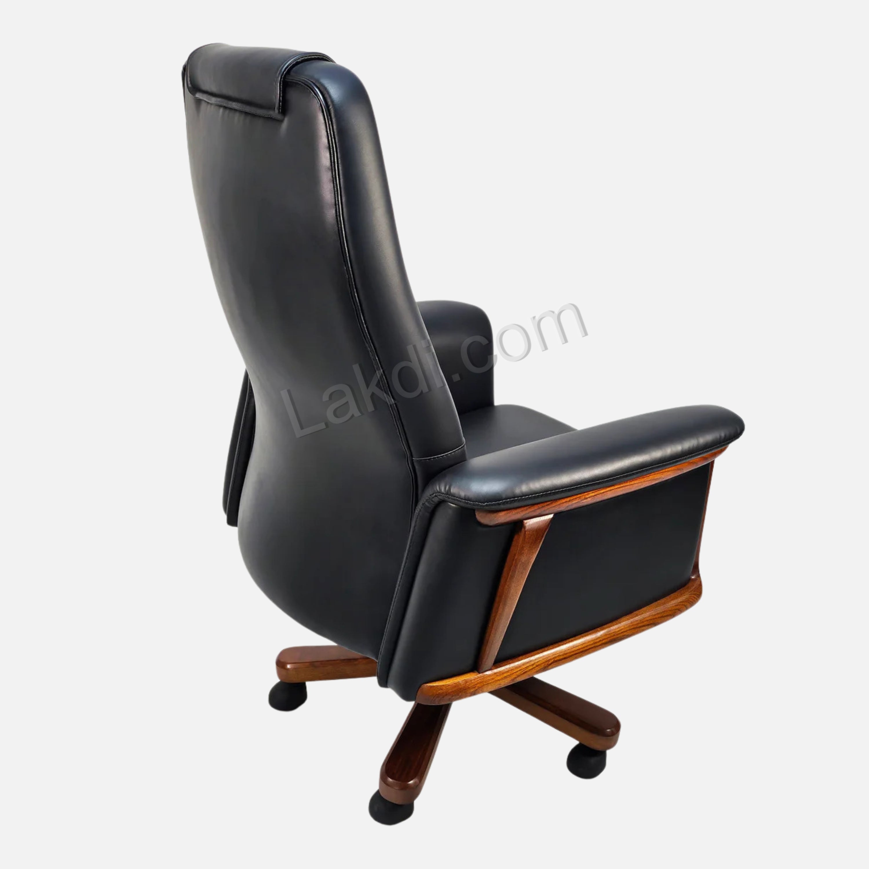Director Chair for office Traditional High-Back Premium Leatherette with Adjustable Height and Wooden Base and Wooden Polish