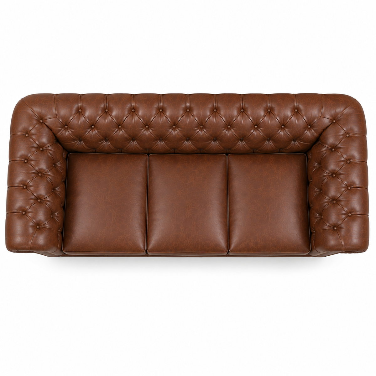 3 Seater chesterfield sofa Modern Design and Leatherette fabric Durable and Comfortable Padded Perfect for living Room, Office -Brown