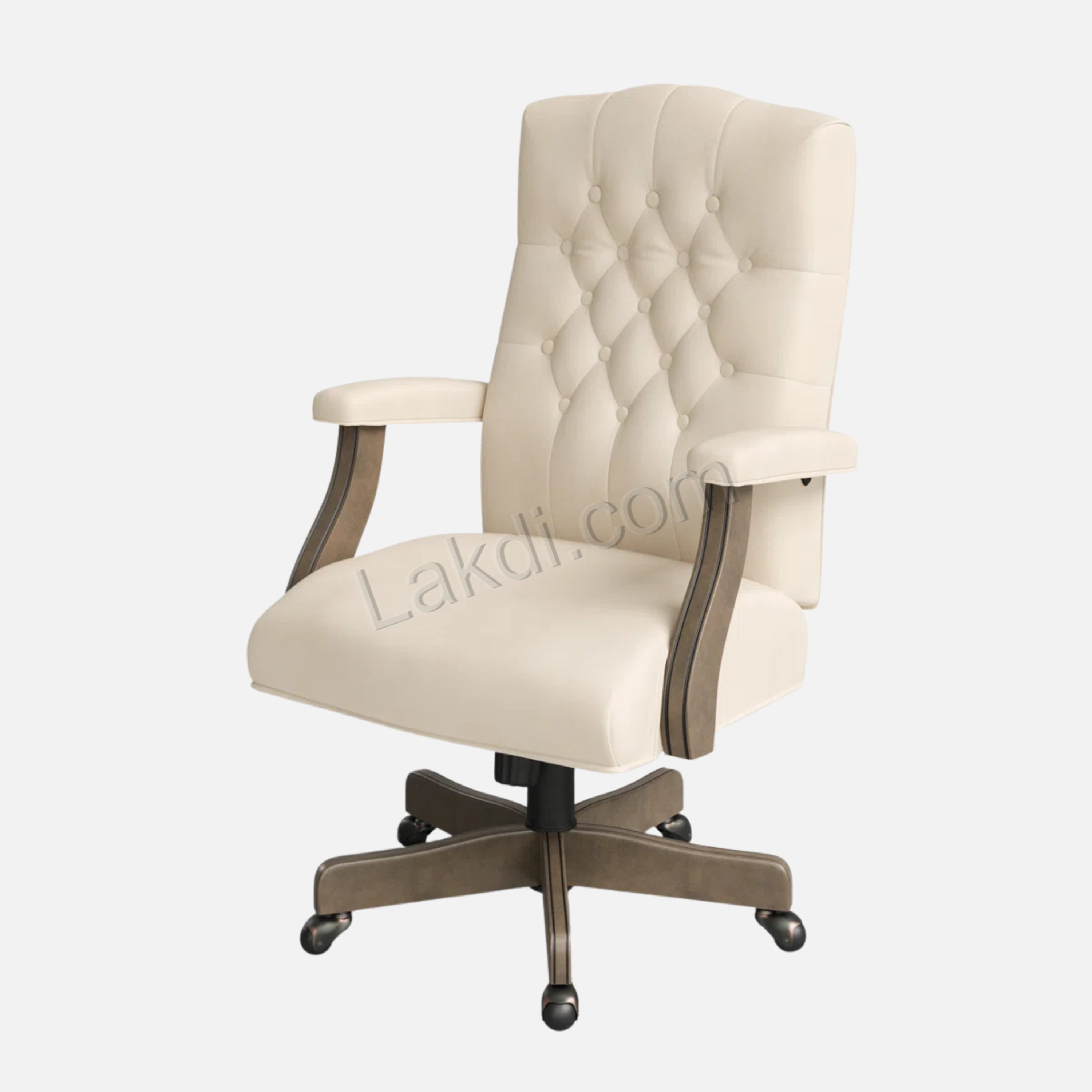 Director office Chair Tufted Design Made in Solid wood with Leatherette Upholstery & Armrest with Height Adjustable Chair