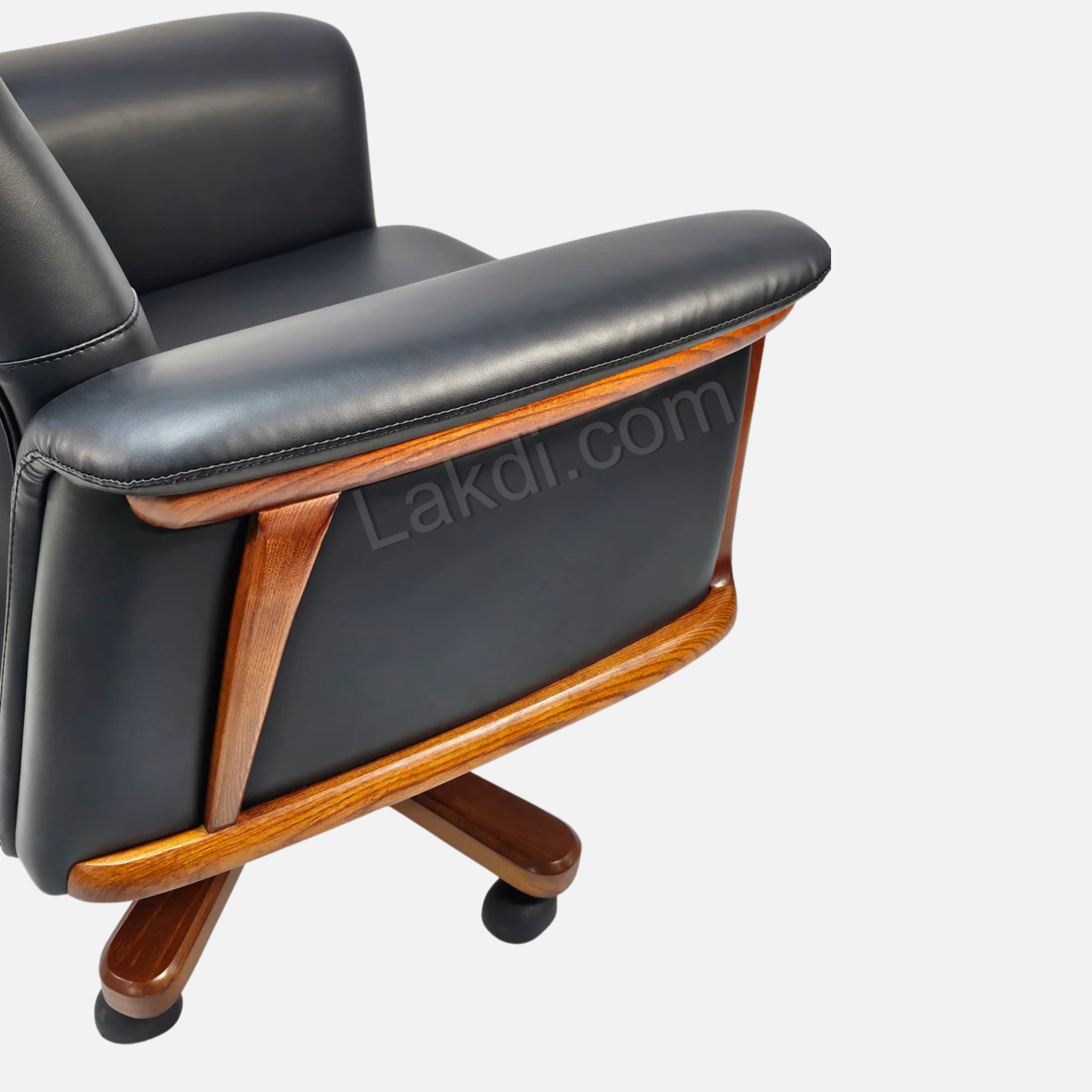 Director Chair for office Traditional High-Back Premium Leatherette with Adjustable Height and Wooden Base and Wooden Polish