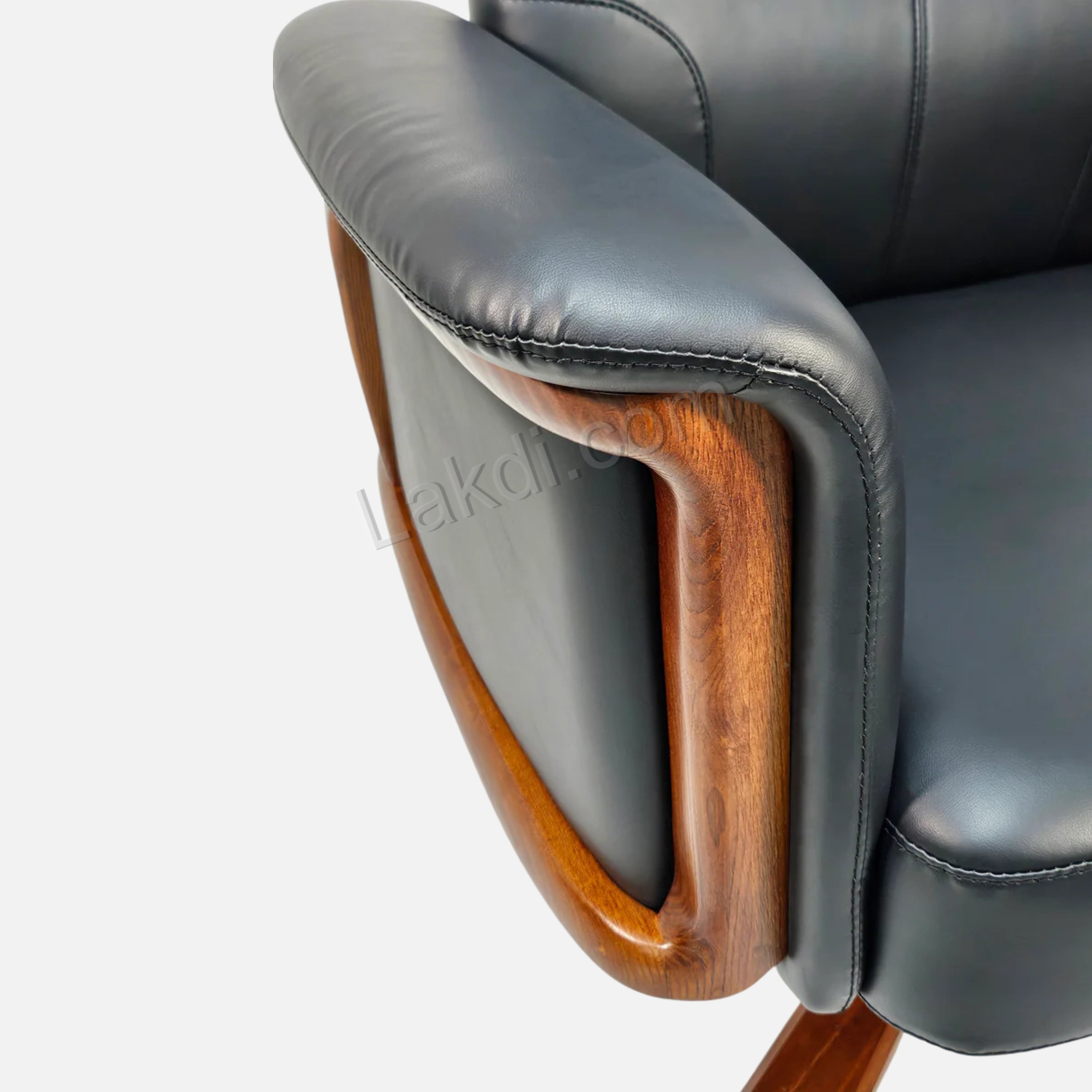 Director Chair for office Traditional High-Back Premium Leatherette with Adjustable Height and Wooden Base and Wooden Polish