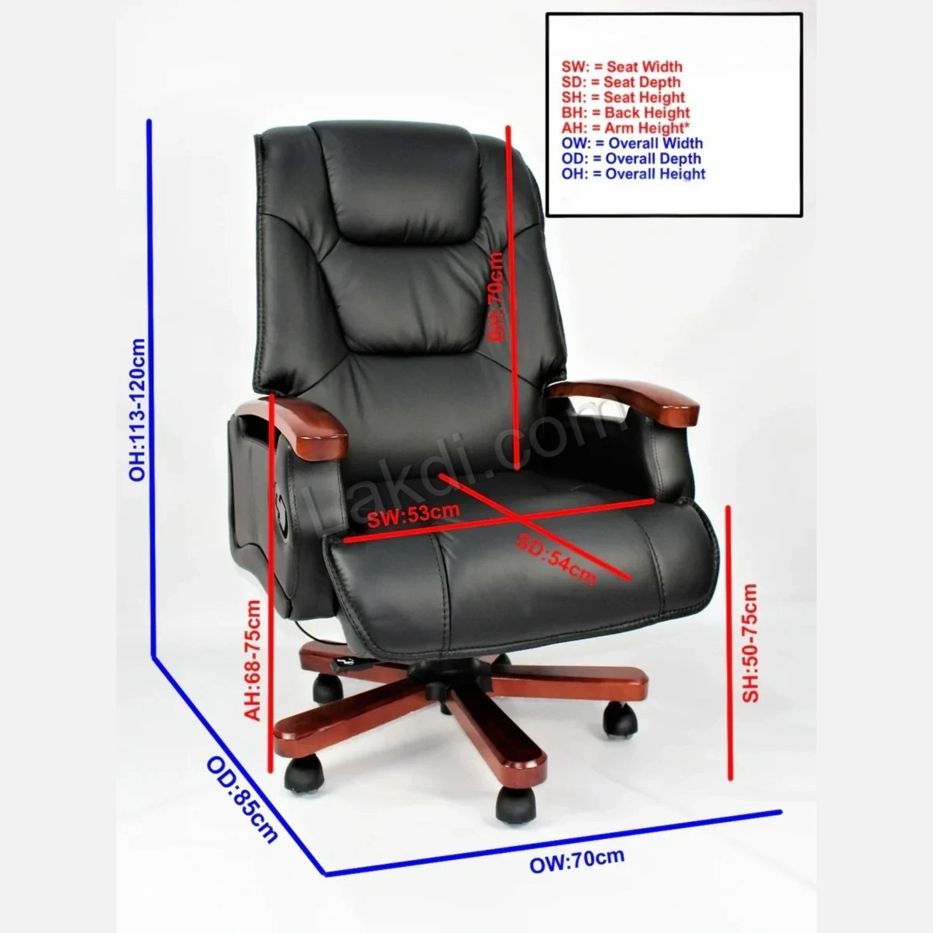 Director Chair for office High-Back Leatherette with Recliner & Adjustable Height and Wooden Base Unique Design Best Quality Chair