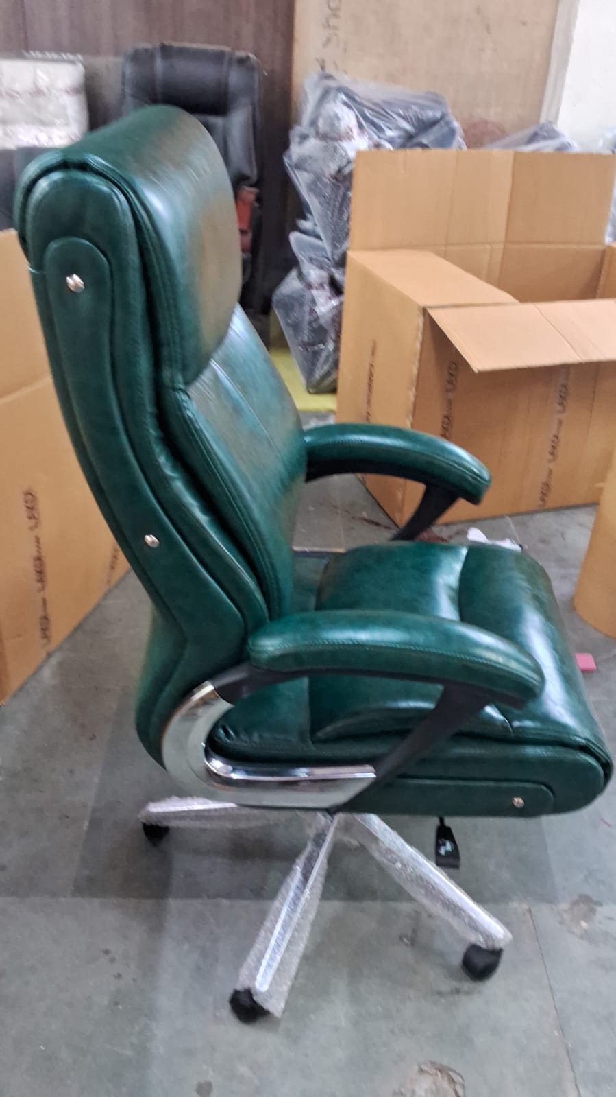 Dark Green High Back Director Chair with Chrome Base