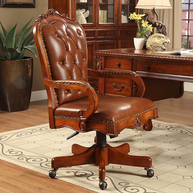 Director Chair for, office Upholstered in Leatherette, Made in Solid wood & Teak wood and Swivel Base & armrests and design and Hand Crafted Chair